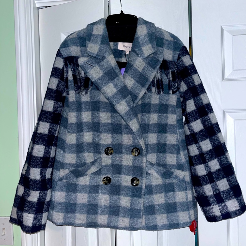 CINQ À SEPT Alix Coat Steel Blue